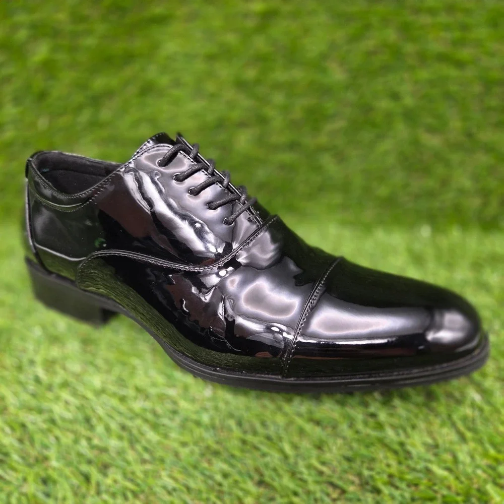 Stacy Adams Gala Cap Toe Oxford Patent Dress Shoes Black Men's SIZE 9